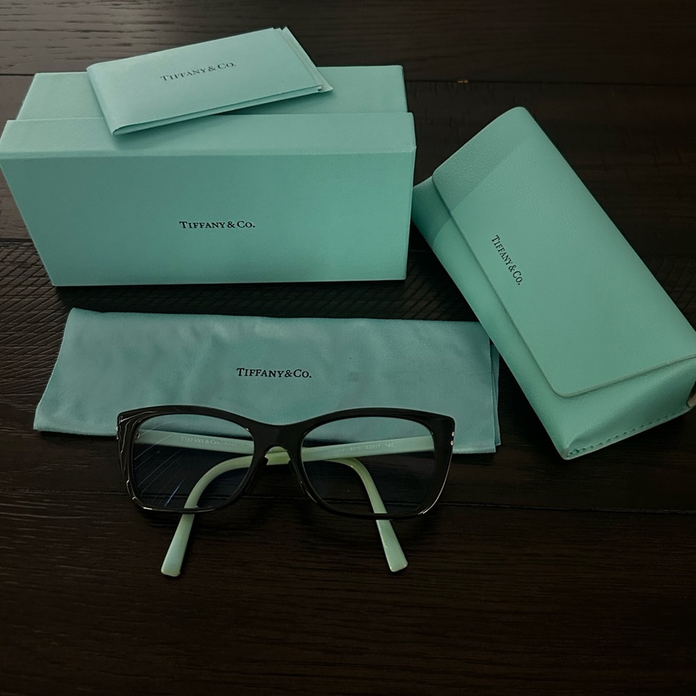 Tiffany & Co. Black and Blue Glasses Semi-Rimless Design